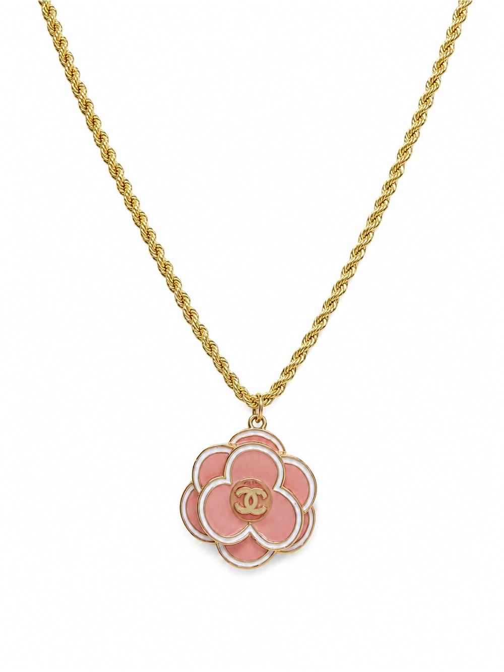 Hand-Assembled 18K Gold-Filled Rope Chain 3D Camilla Flower Pendant Necklace
